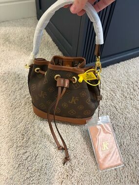 Monica Kiki Brown Drawstring Bucket Bag